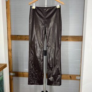 Misura by Joeffer Caoc Brown Faux Leather Lightly Flared Pant‎ Sz 8